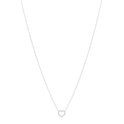 Tiffany 18K White Gold Diamond Metro Heart Pendant Necklace 1 of 5