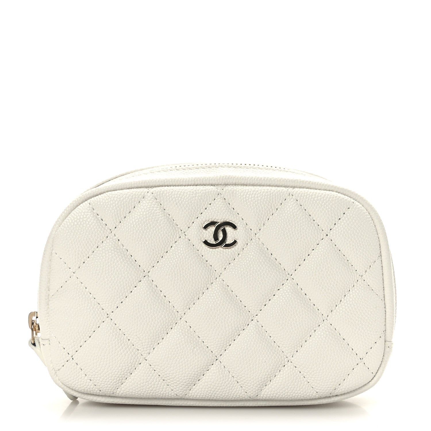 Chanel Caviar Quilted Small Curvy Pouch Cosmetic Case White 1 of 8