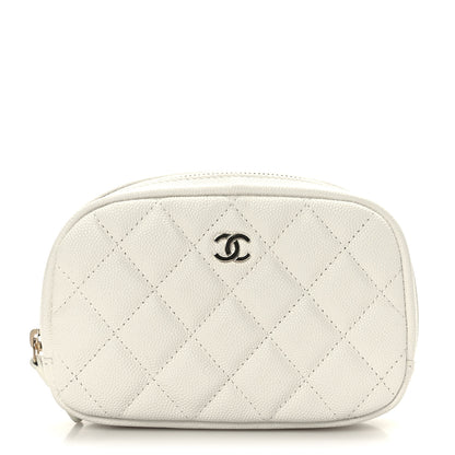Chanel Caviar Quilted Small Curvy Pouch Cosmetic Case White 1 of 8