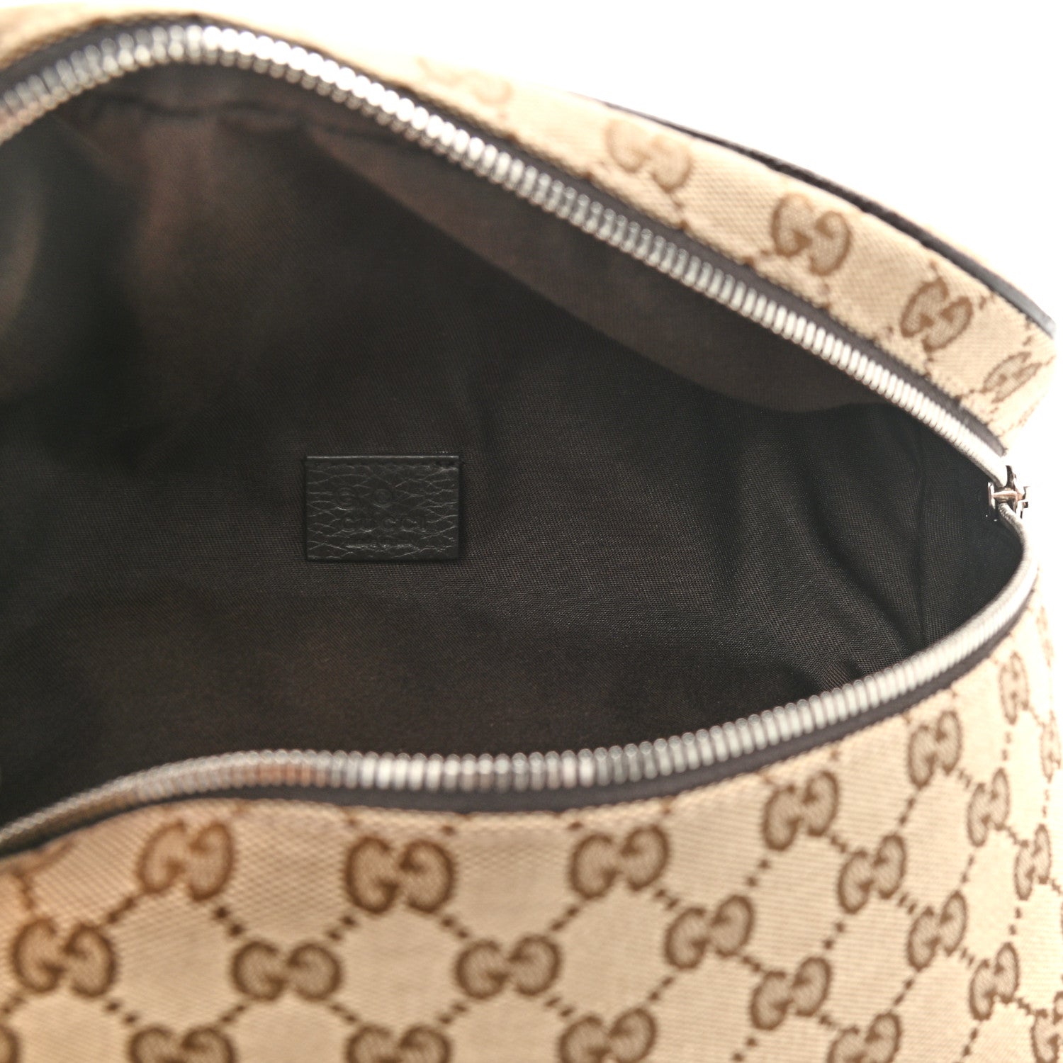 Gucci Monogram Dollar Calfskin Waist Pouch Beige Ebony Testa di Moro Marrone Scuro 5 of 9