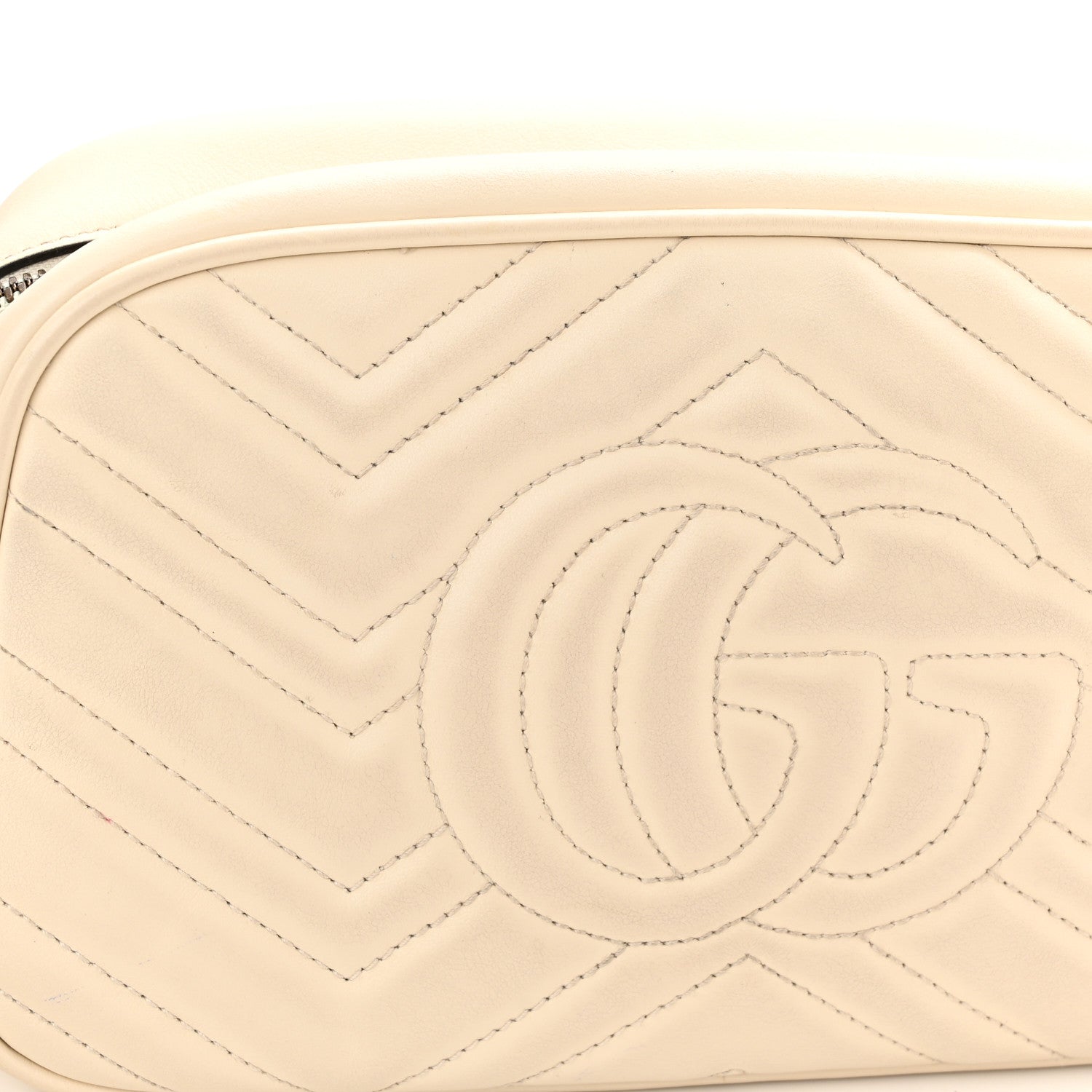 Gucci Calfskin Matelasse Small GG Marmont Chain Shoulder Bag White 11 of 15