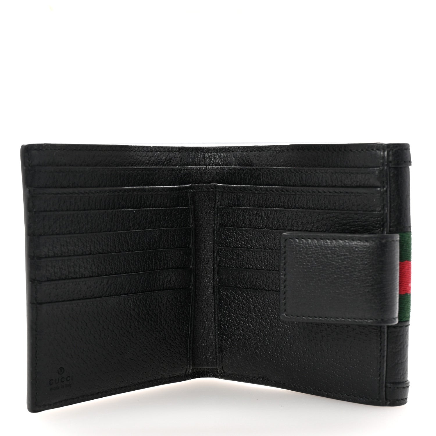 Gucci Textured Calfskin Web Ophidia French Flap Wallet Black 5 of 8