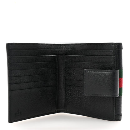 Gucci Textured Calfskin Web Ophidia French Flap Wallet Black 5 of 8