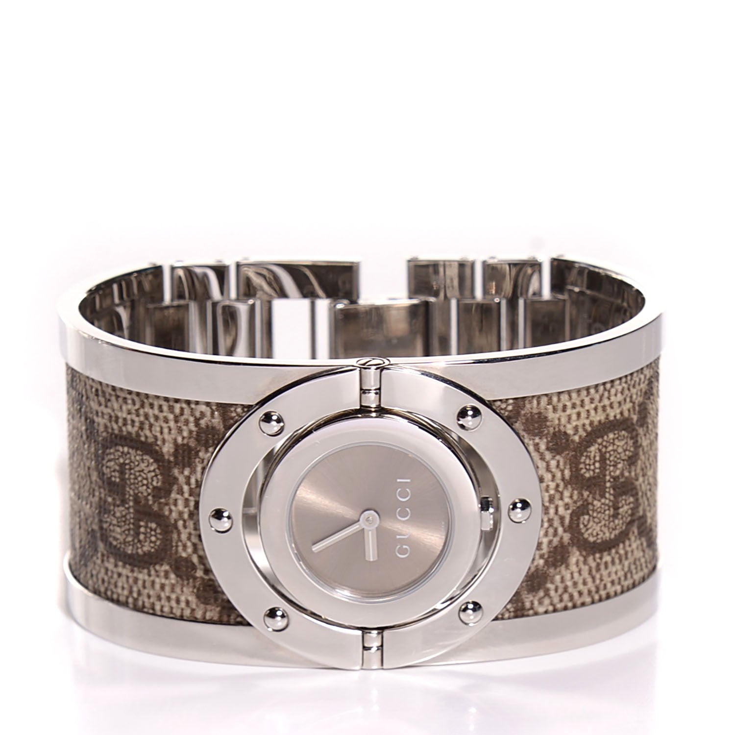 Gucci Stainless Steel Canvas 33mm Twirl Monogram Quartz Watch Brown 3 of 7