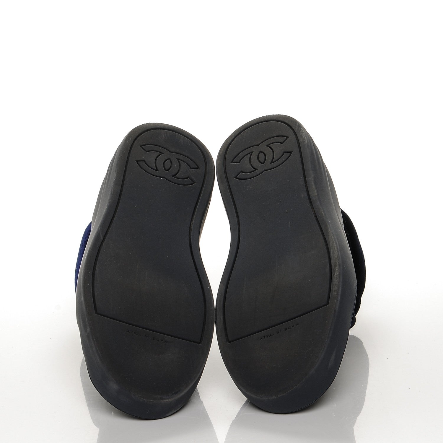 Chanel Calfskin Velvet CC Sneakers 41 Black Blue 5 of 9