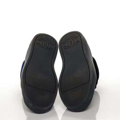 Chanel Calfskin Velvet CC Sneakers 41 Black Blue 5 of 9