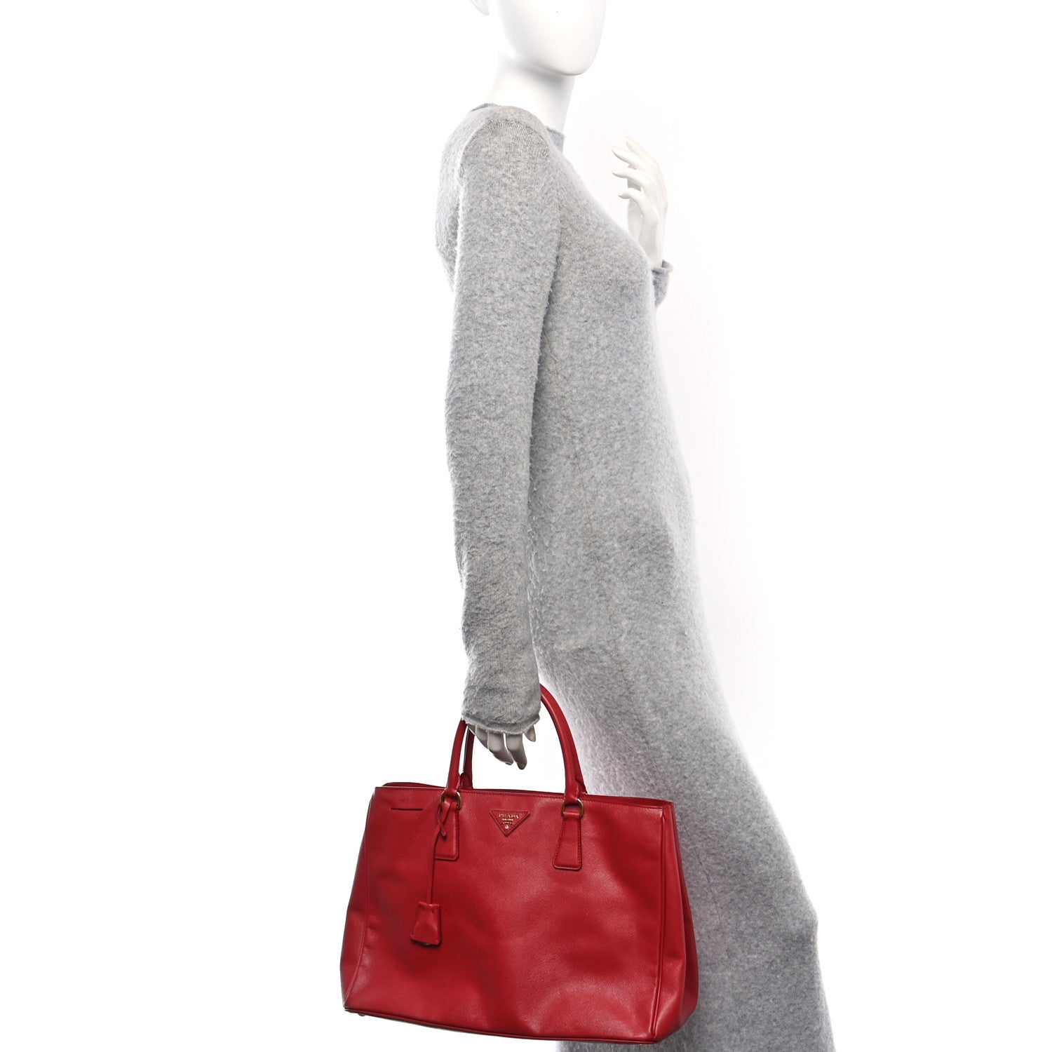 Prada Saffiano Lux Large Tote Fuoco 2 of 9
