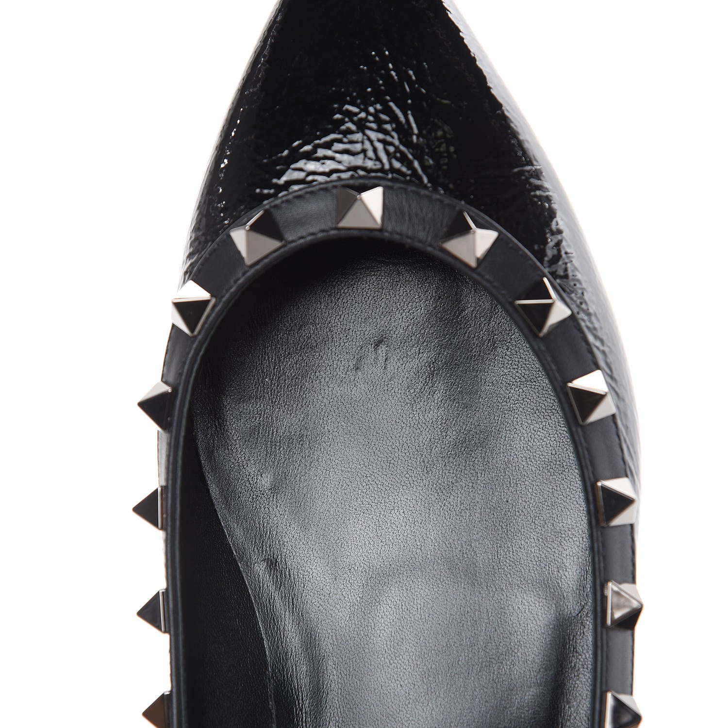 Valentino Garavani Wrinkled Patent Rockstud Ballerina Flats 36 Black 10 of 11