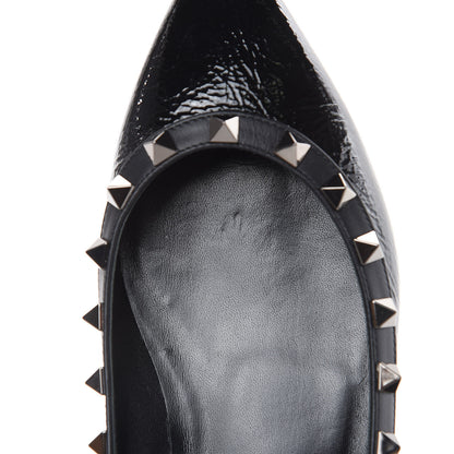Valentino Garavani Wrinkled Patent Rockstud Ballerina Flats 36 Black 10 of 11