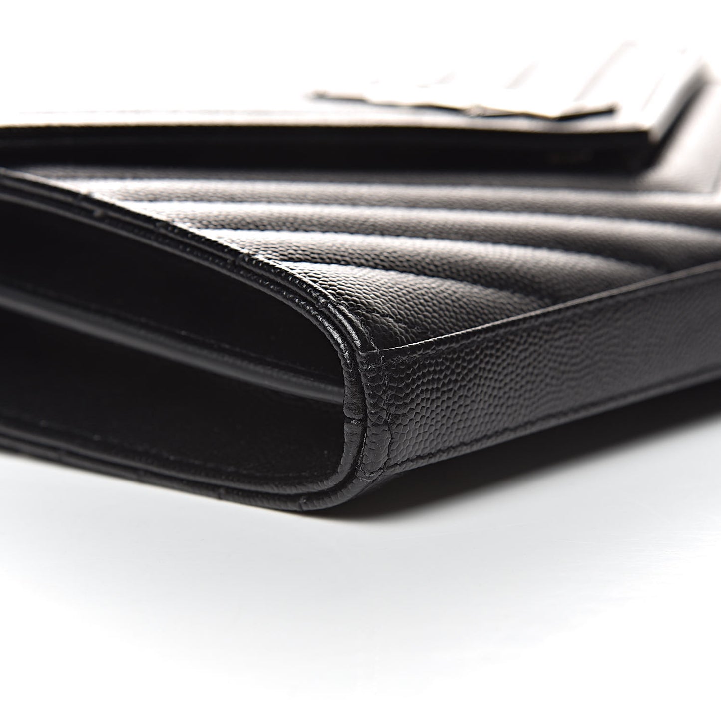 Grain De Poudre Matelasse Chevron Monogram Chain Wallet Black