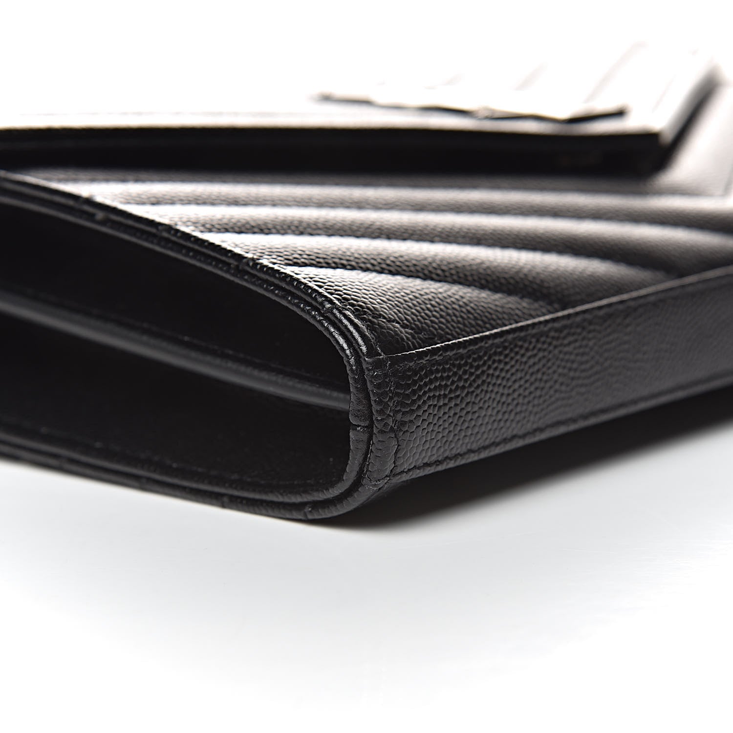 Saint Laurent Grain De Poudre Matelasse Chevron Monogram Chain Wallet Black 9 of 11