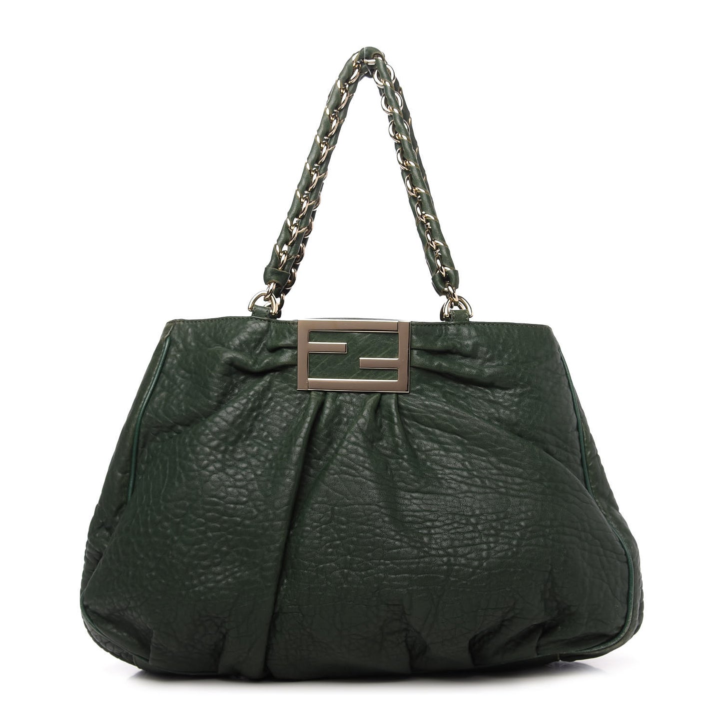 Crinkled Lambskin Mia Tote Verde Inglese