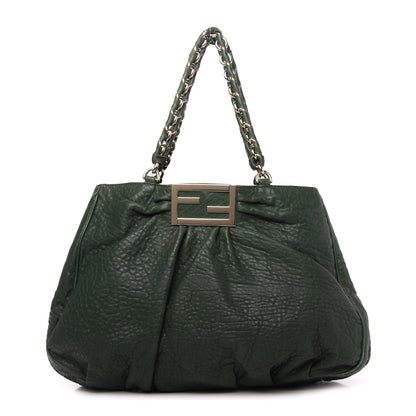 Fendi Crinkled Lambskin Mia Tote Verde Inglese 1 of 8