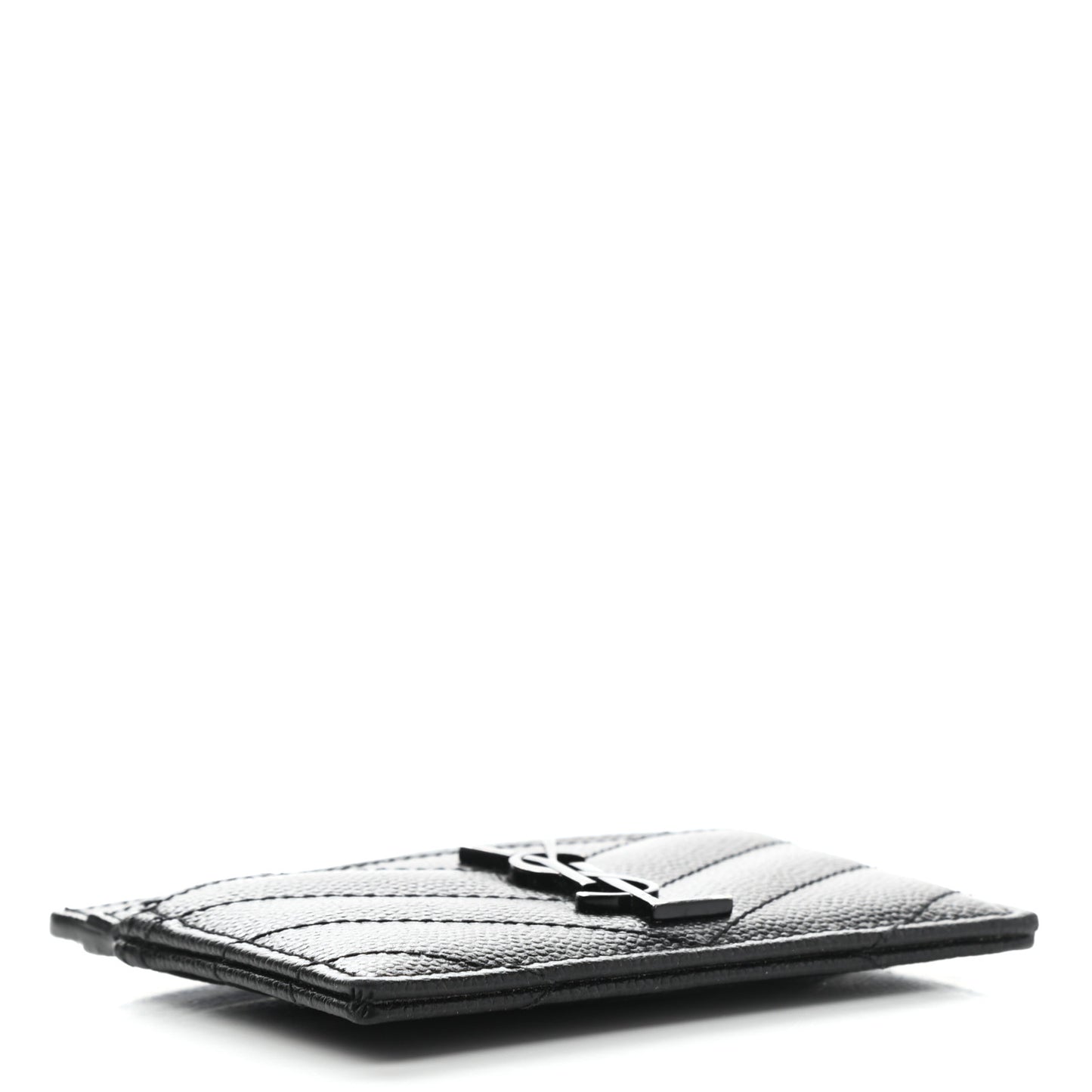 Grain De Poudre Matelasse Chevron Monogram Credit Card Case Black