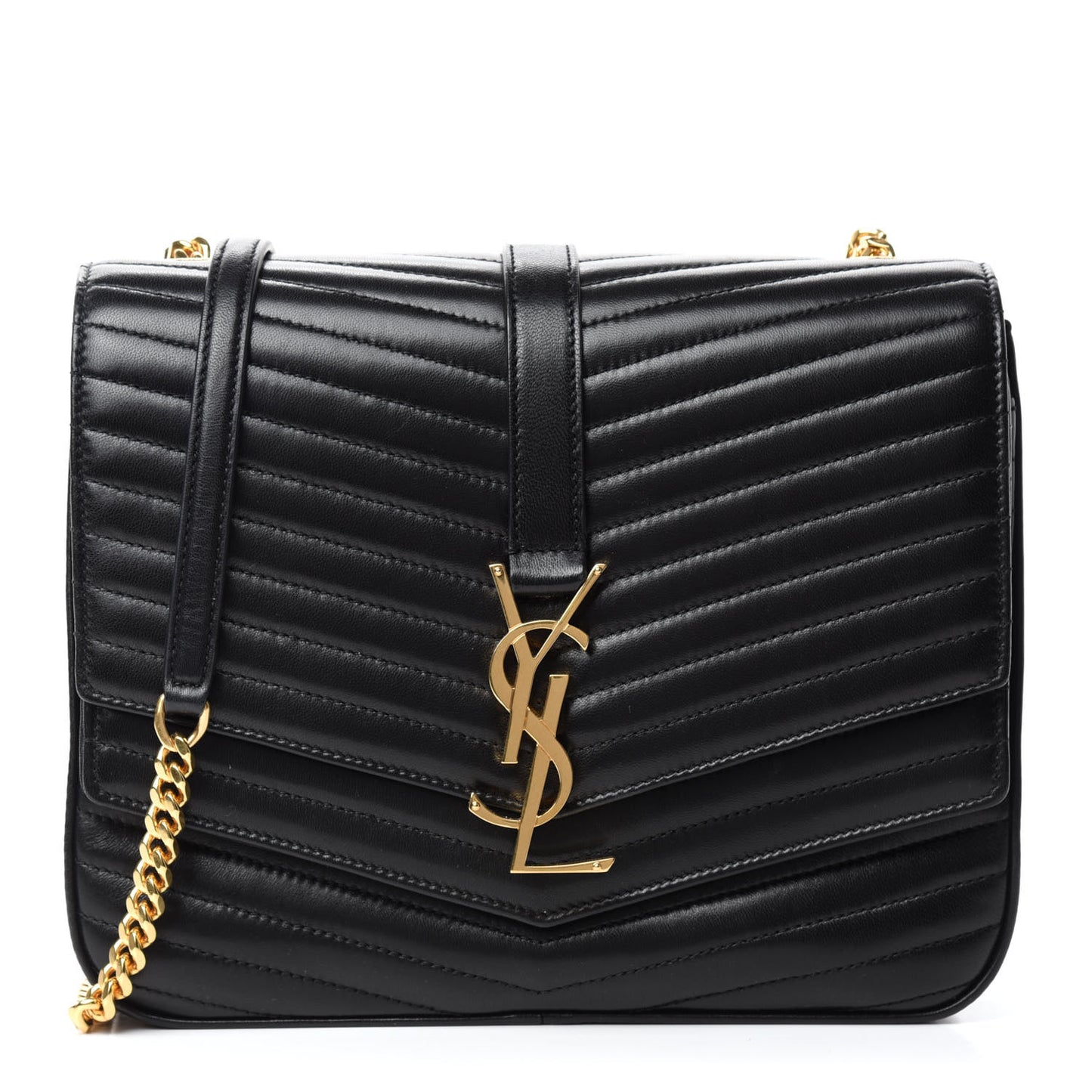 Lambskin Matelasse Chevron Monogram Medium Sulpice Bag Black