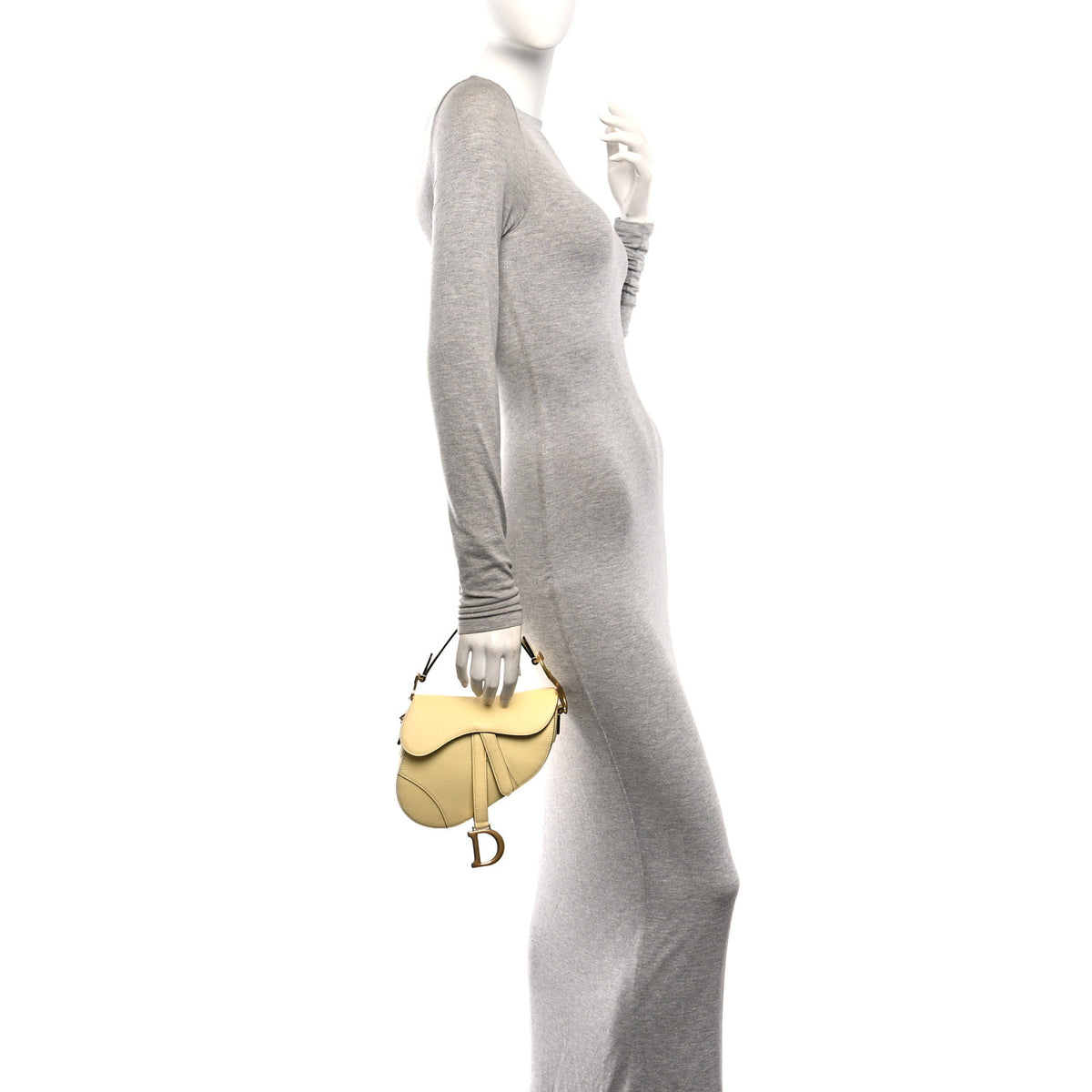 Grained Calfskin Mini Saddle Bag Yellow