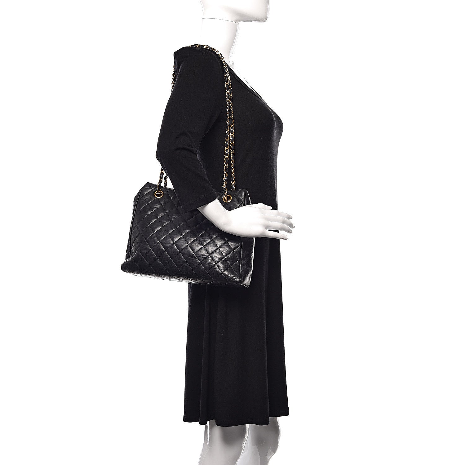 Chanel Lambskin Quilted Shopping Tote Black 2 of 13