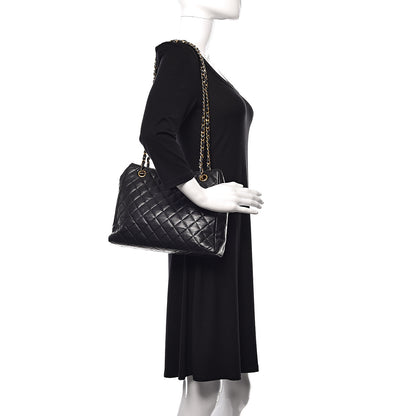 Chanel Lambskin Quilted Shopping Tote Black 2 of 13