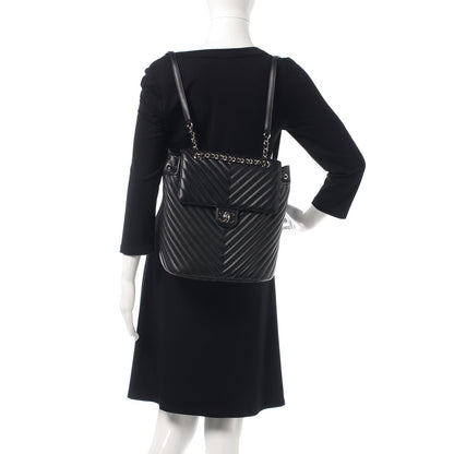 Chanel Calfskin Chevron Quilted Large Urban Spirit Backpack Black 2 of 10