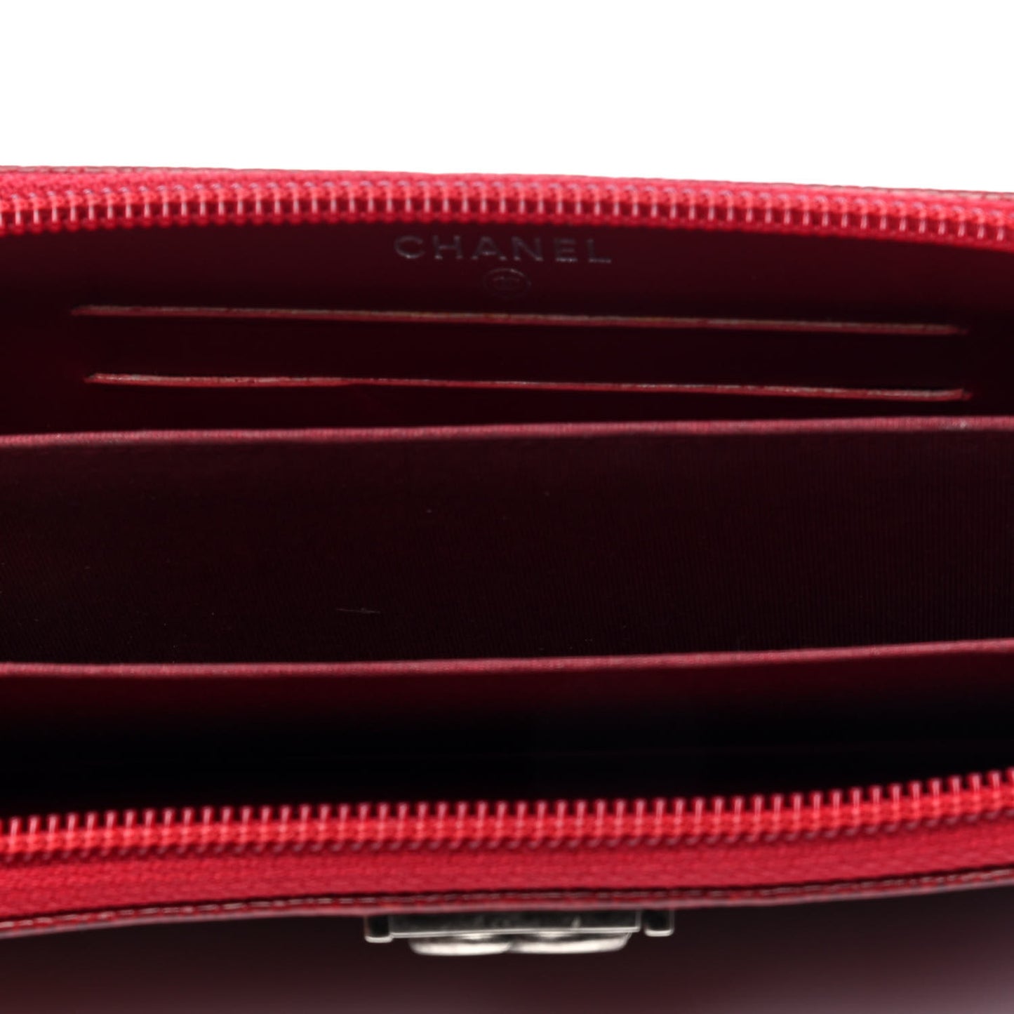Caviar Quilted Small Boy Zip Around Wallet Dark Red