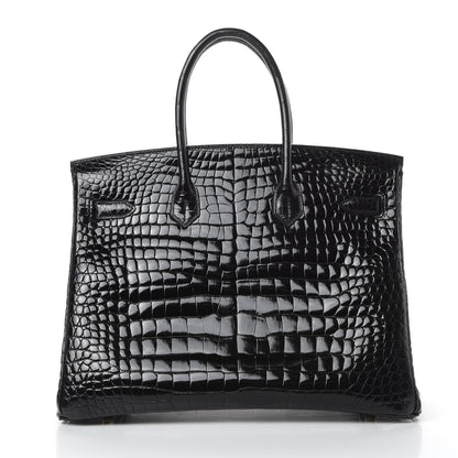 Hermes Shiny Porosus Crocodile Birkin 35 Black 4 of 41