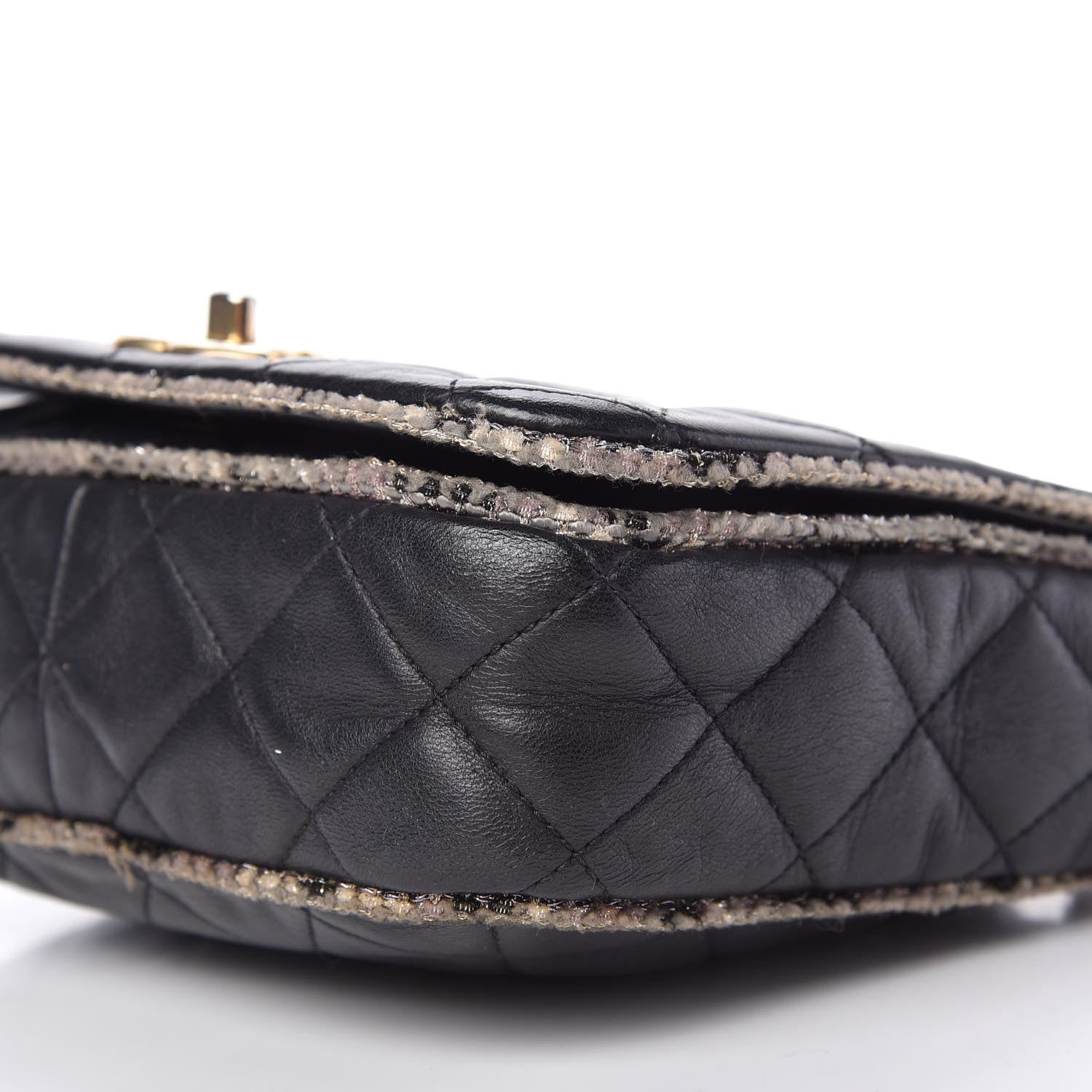 Chanel Lambskin Tweed Quilted Tweedy Flap Shoulder Bag Black 7 of 11