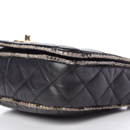 Chanel Lambskin Tweed Quilted Tweedy Flap Shoulder Bag Black 7 of 11