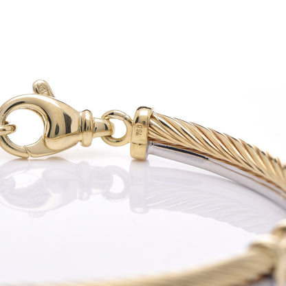 David Yurman 18K White Yellow Gold Diamond Crossover Bracelet 6 of 6