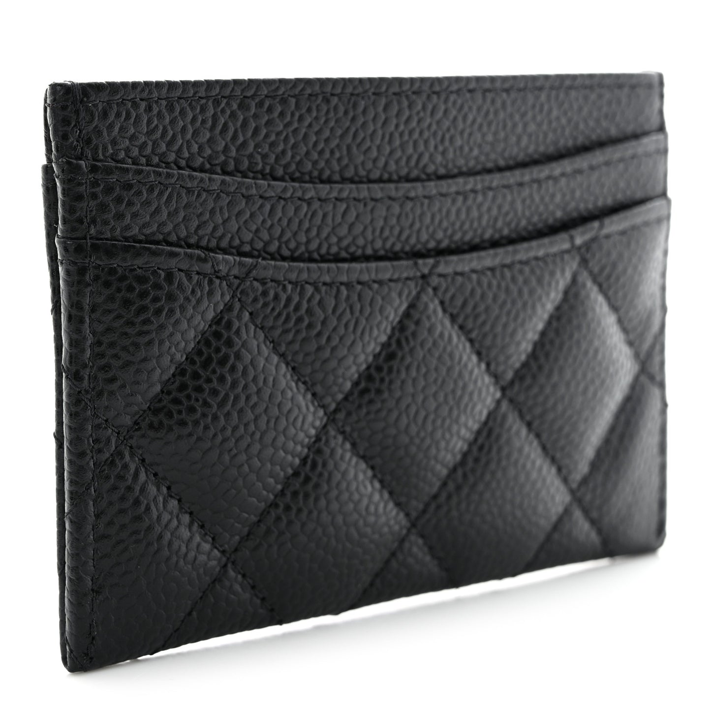 Caviar Quilted Card Holder Black