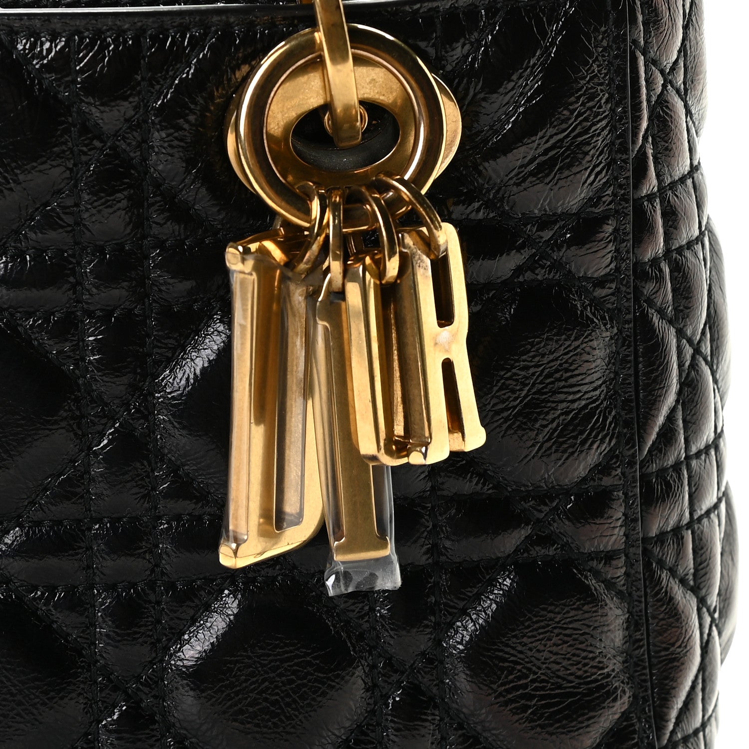 Christian Dior Crinkled Patent Cannage Small Lucky Badges My Lady Dior Black 11 of 12