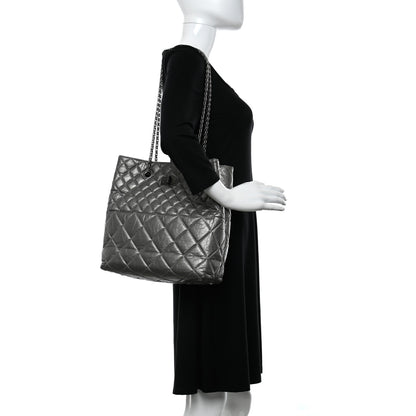 Chanel Metallic Aged Calfskin Quilted Reissue 2.55 Tote Dark Grey 2 of 12