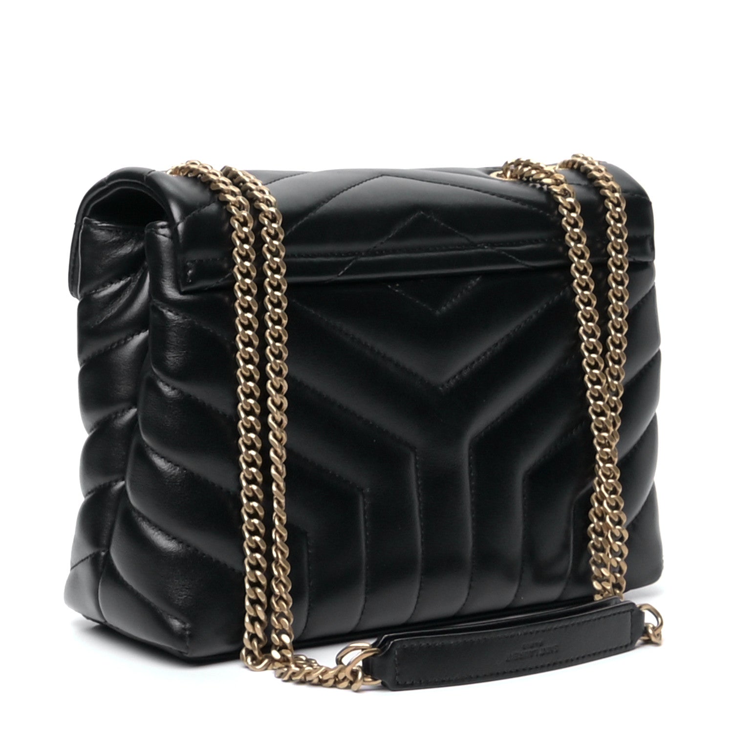 Saint Laurent Calfskin Y Quilted Monogram Small Loulou Chain Satchel Black 2 of 5