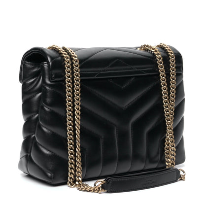 Saint Laurent Calfskin Y Quilted Monogram Small Loulou Chain Satchel Black 2 of 5