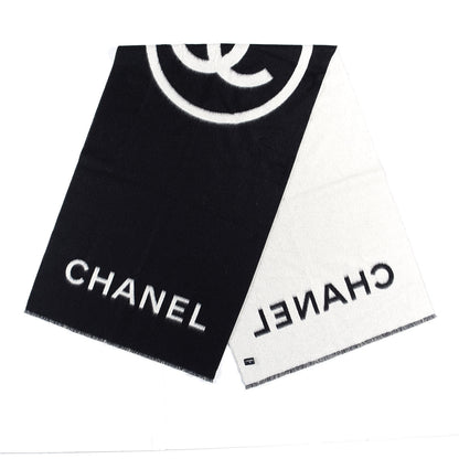 Chanel Cashmere CC Fringe Stole Black White 5 of 5