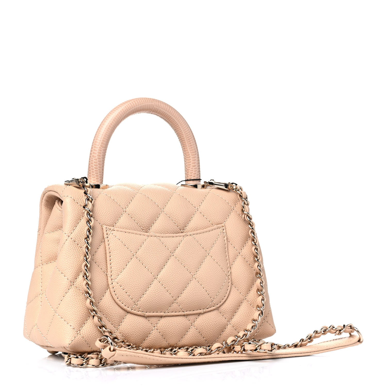 Chanel Caviar Lizard Embossed Quilted Extra Mini Coco Handle Flap Beige 2 of 6