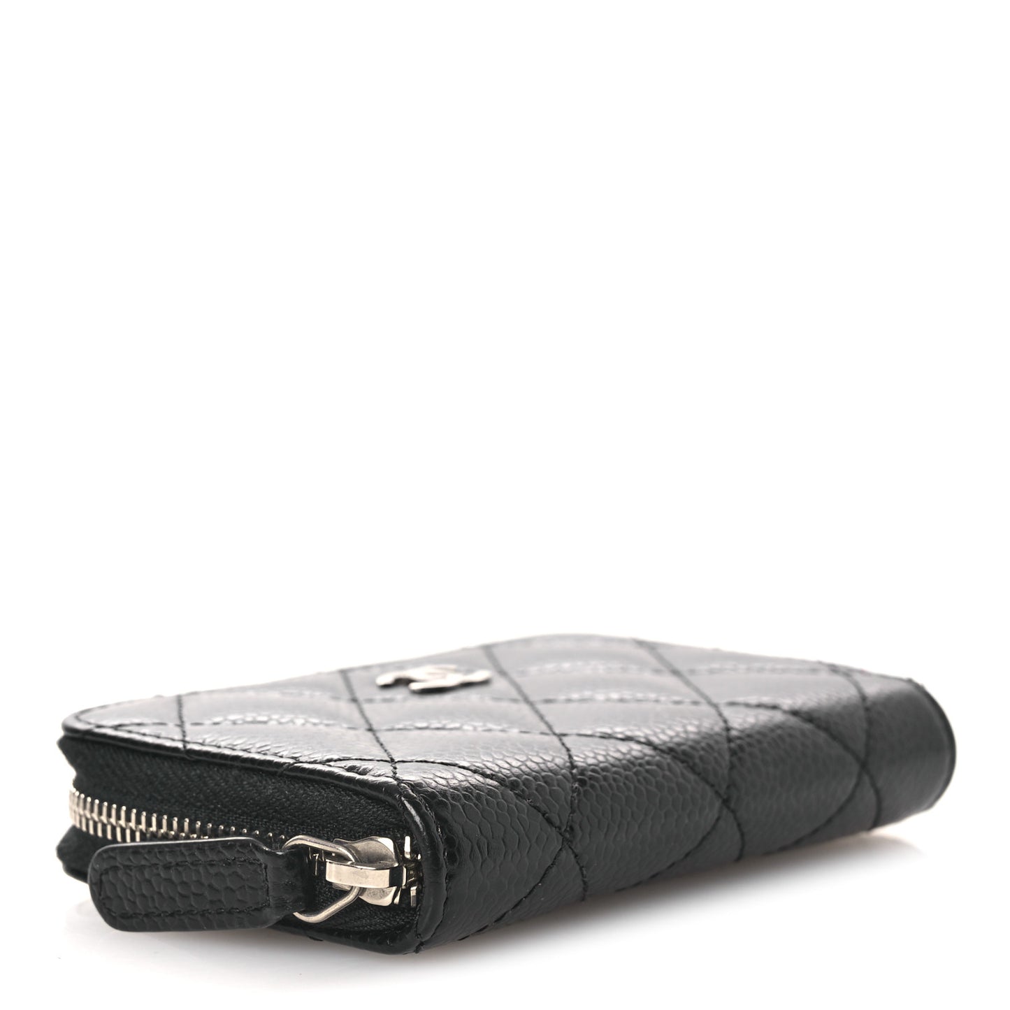 Caviar Quilted Zip Coin Purse Black