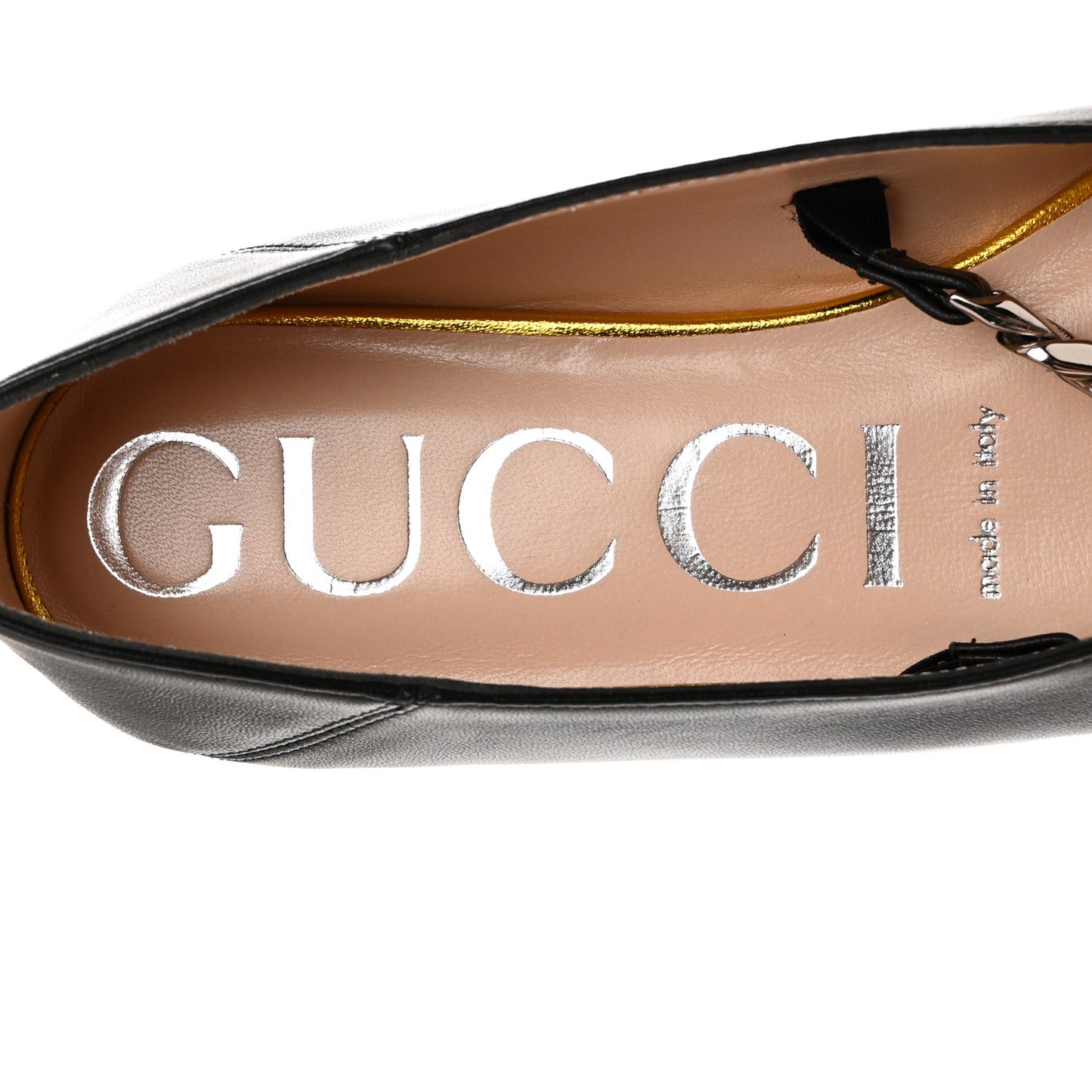 Nappa Lumiere Deva Horsebit Chain Embellished Flats 35.5 Black