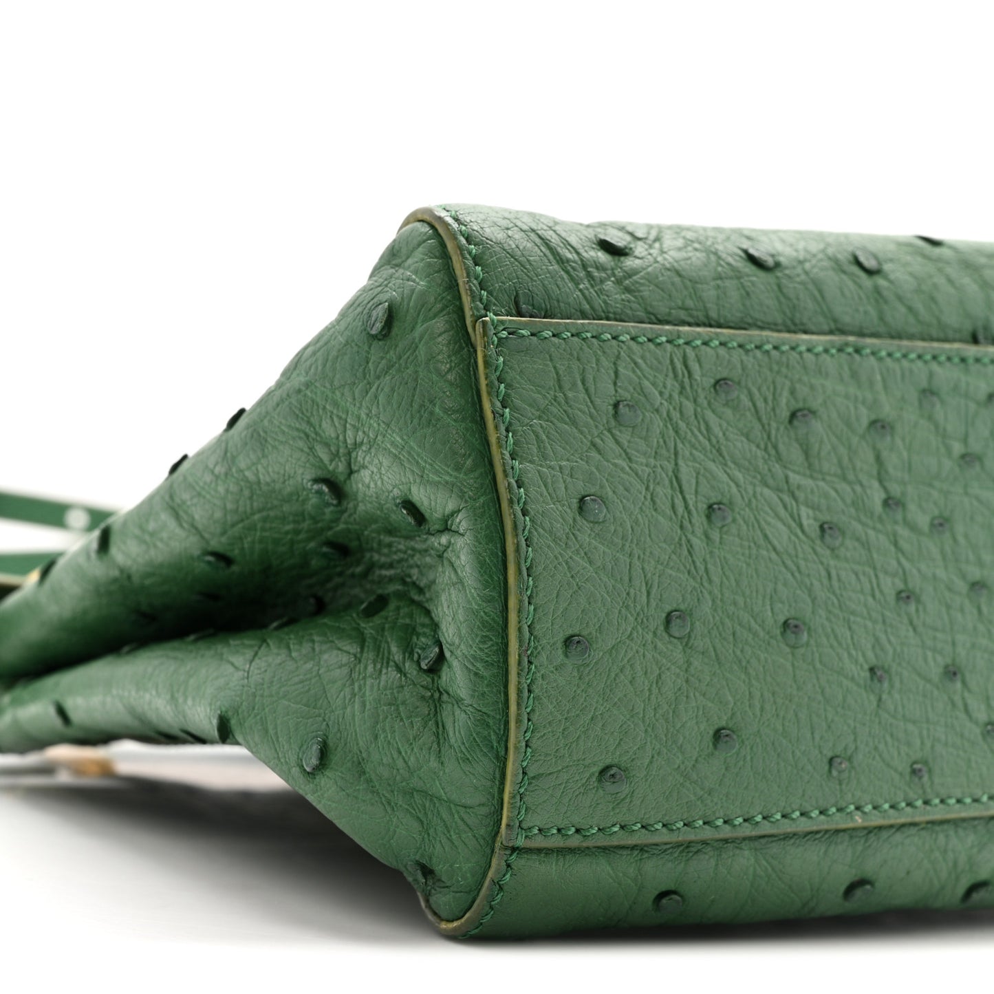 Ostrich Shiny Nappa Mini Peekaboo I SEE U Satchel Green