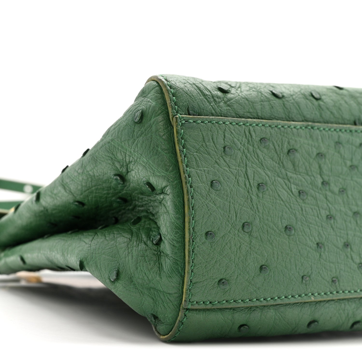 Fendi Ostrich Shiny Nappa Mini Peekaboo I SEE U Satchel Green 10 of 16