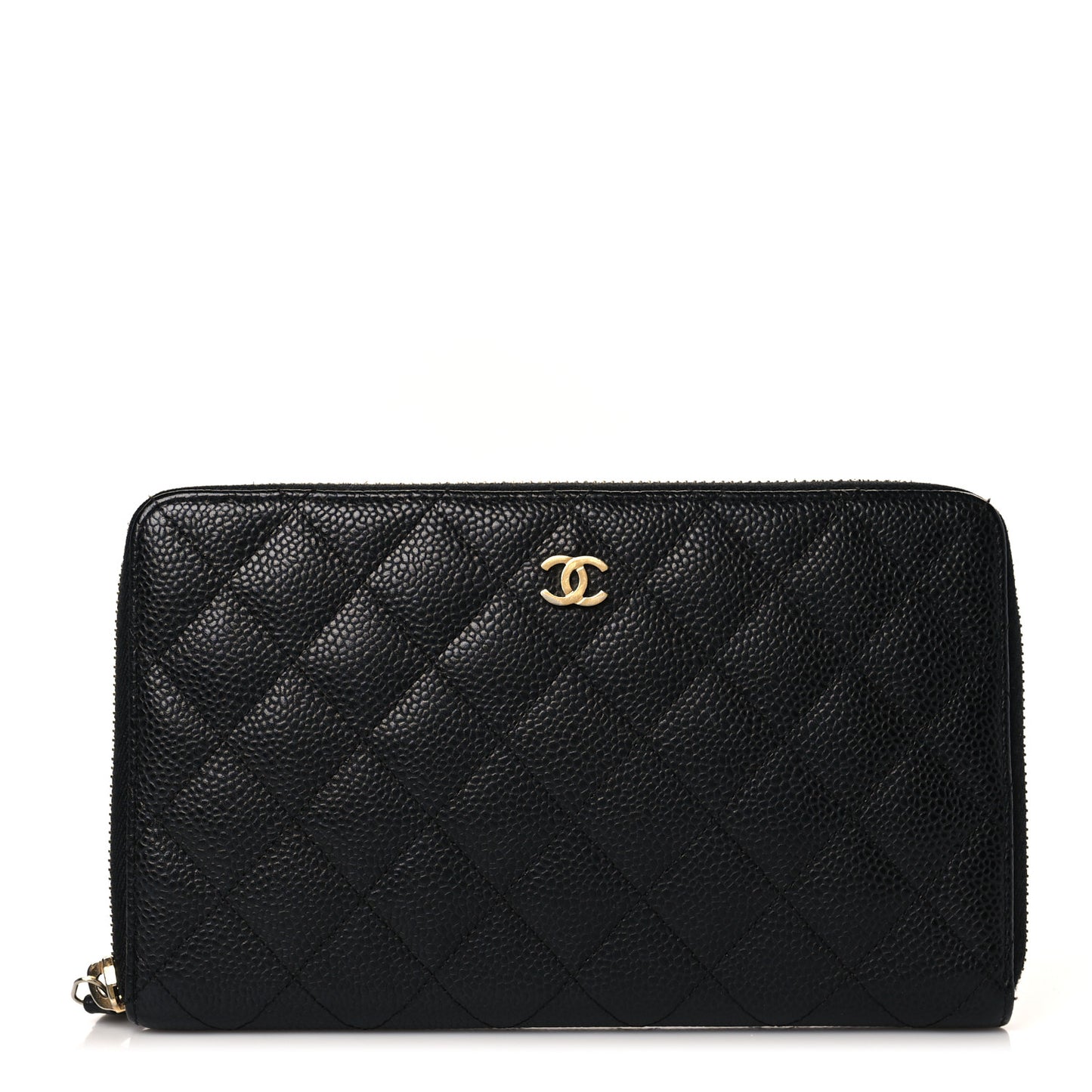 Caviar Quilted Large Zip Around Organizer Wallet Black