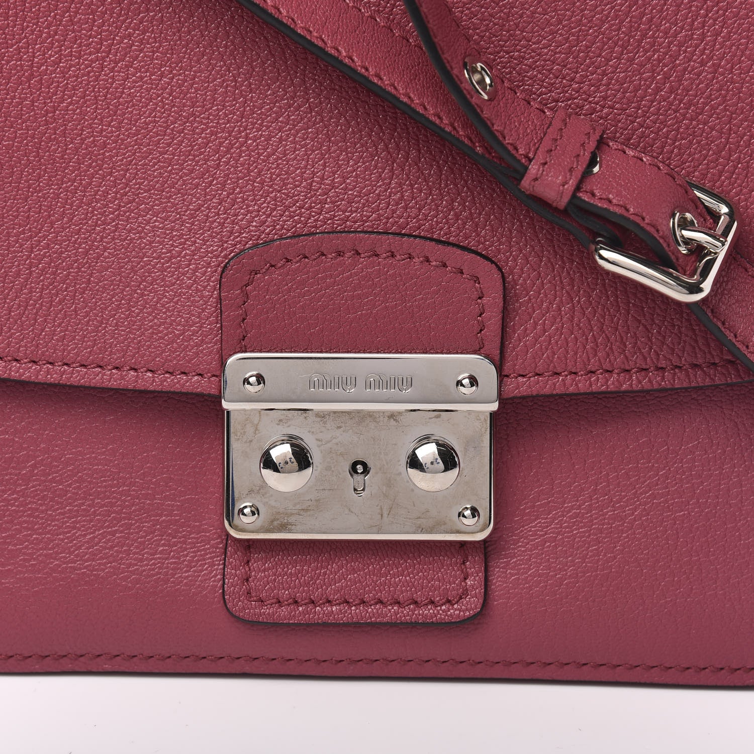 Miu Miu Goatskin Madras Shoulder Bag Peonia 9 of 9