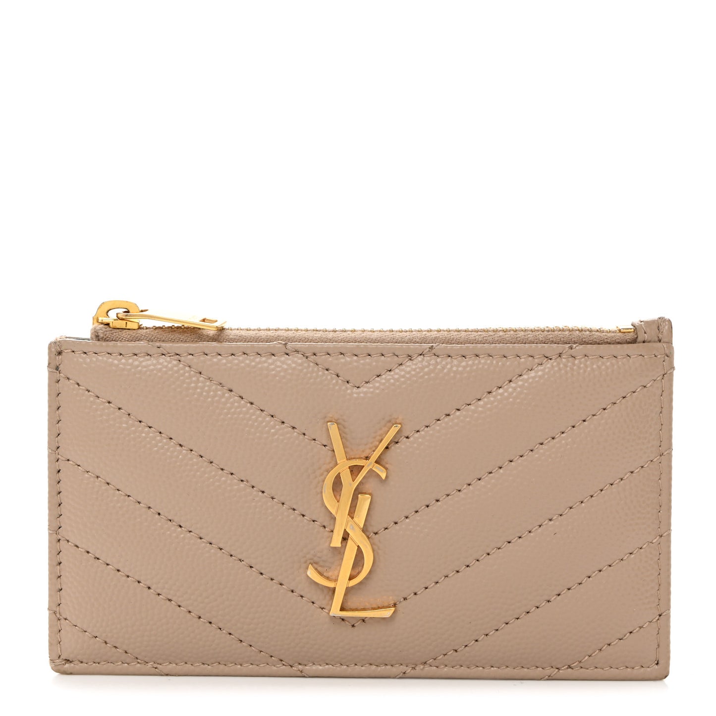 Monogram Grain de Poudre 5 Fragments Zip Pouch Card Holder Dark Beige