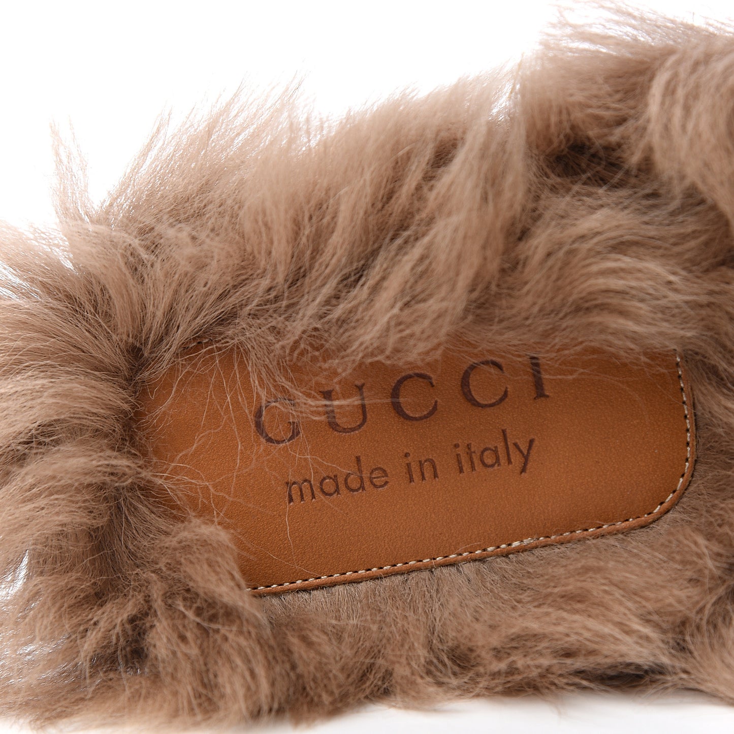 GG Monogram Fur Mens Princetown Slippers 7 Beige Ruggine Rust