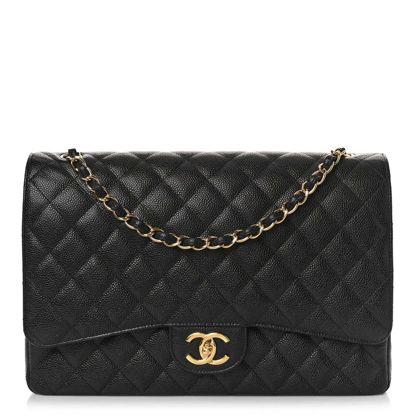 Caviar Quilted Maxi Double Flap Black