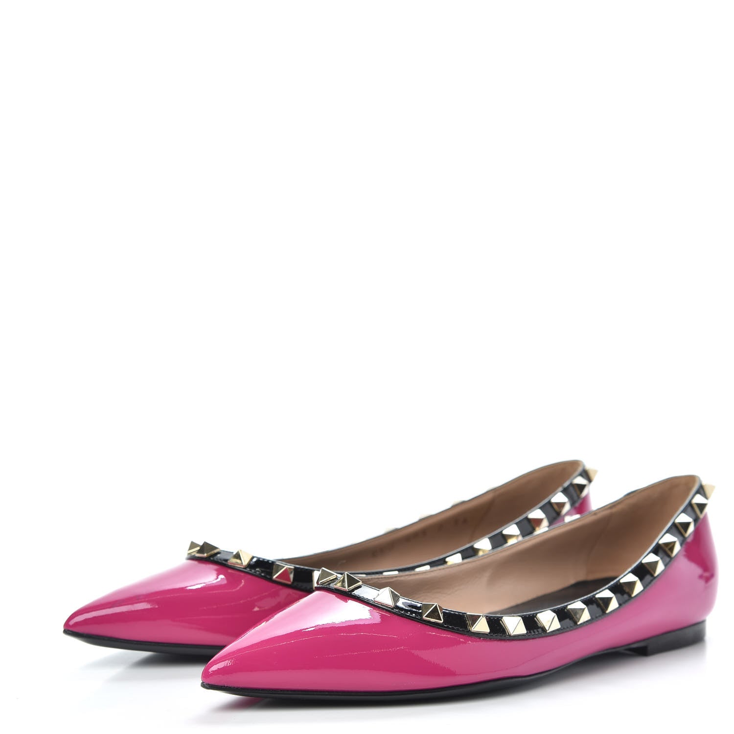 Valentino Garavani Patent Rockstud Ballerina Flats 36 Fuxia Black 3 of 9