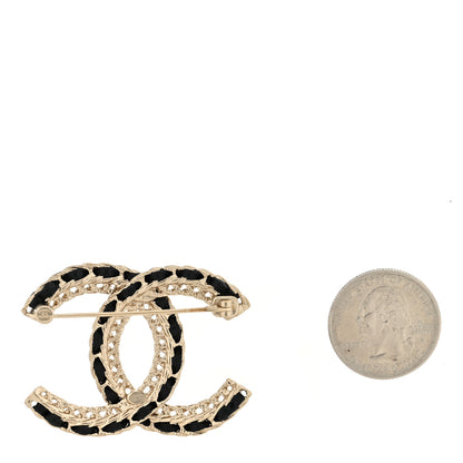 Chanel Lambskin CC Chain Brooch Black Gold 2 of 3