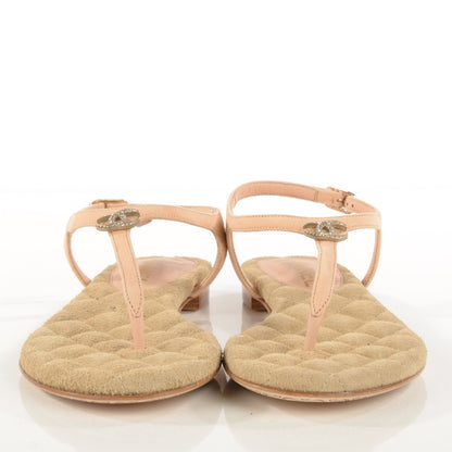 Chanel Kid Suede Crystal Dubai CC Thong Sandals 36 Light Pink 2 of 7