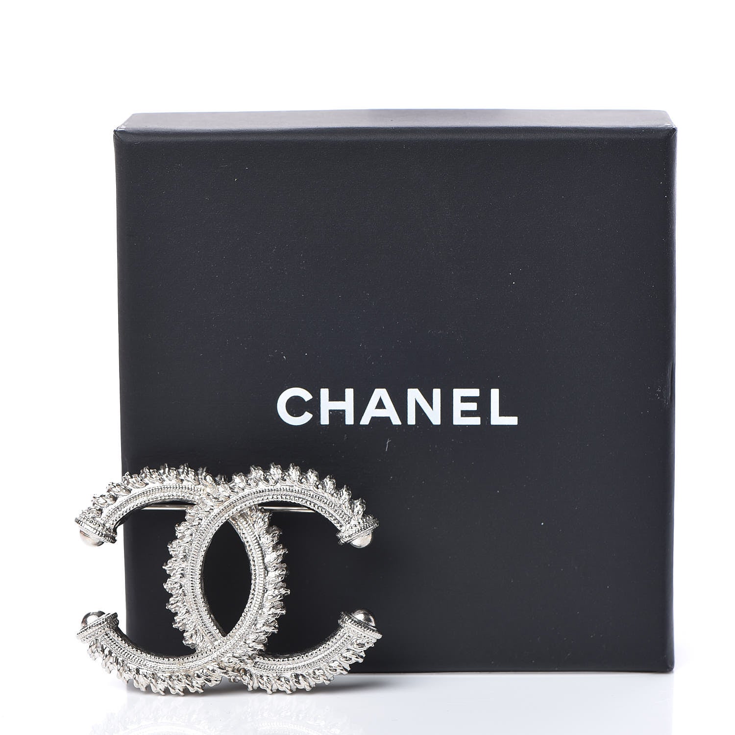 Chanel Textured CC Brooch Silver 5 of 5