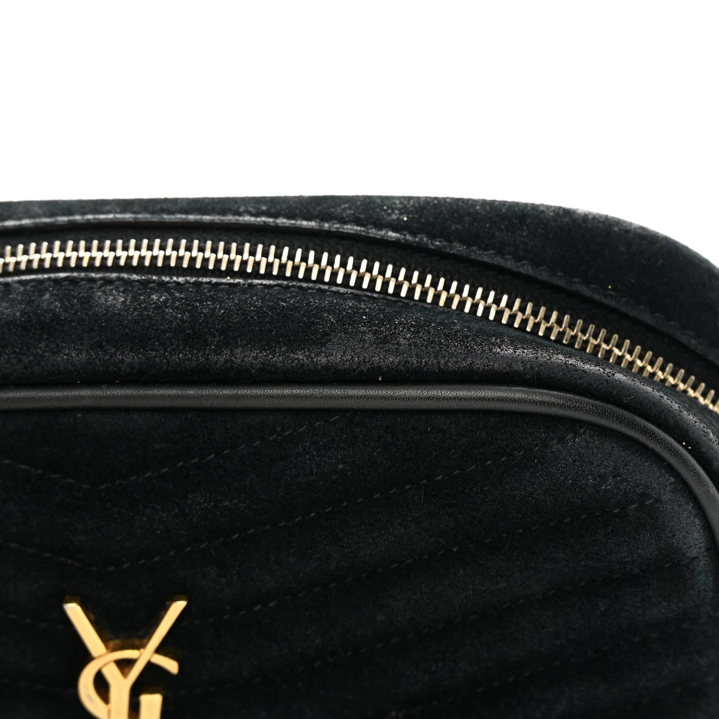 Suede Matelasse Monogram Mini Lou Camera Bag Black