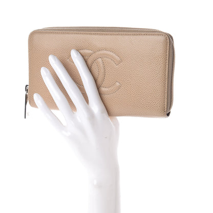 Chanel Caviar Large Timeless CC Zip Around Wallet Beige 2 of 9